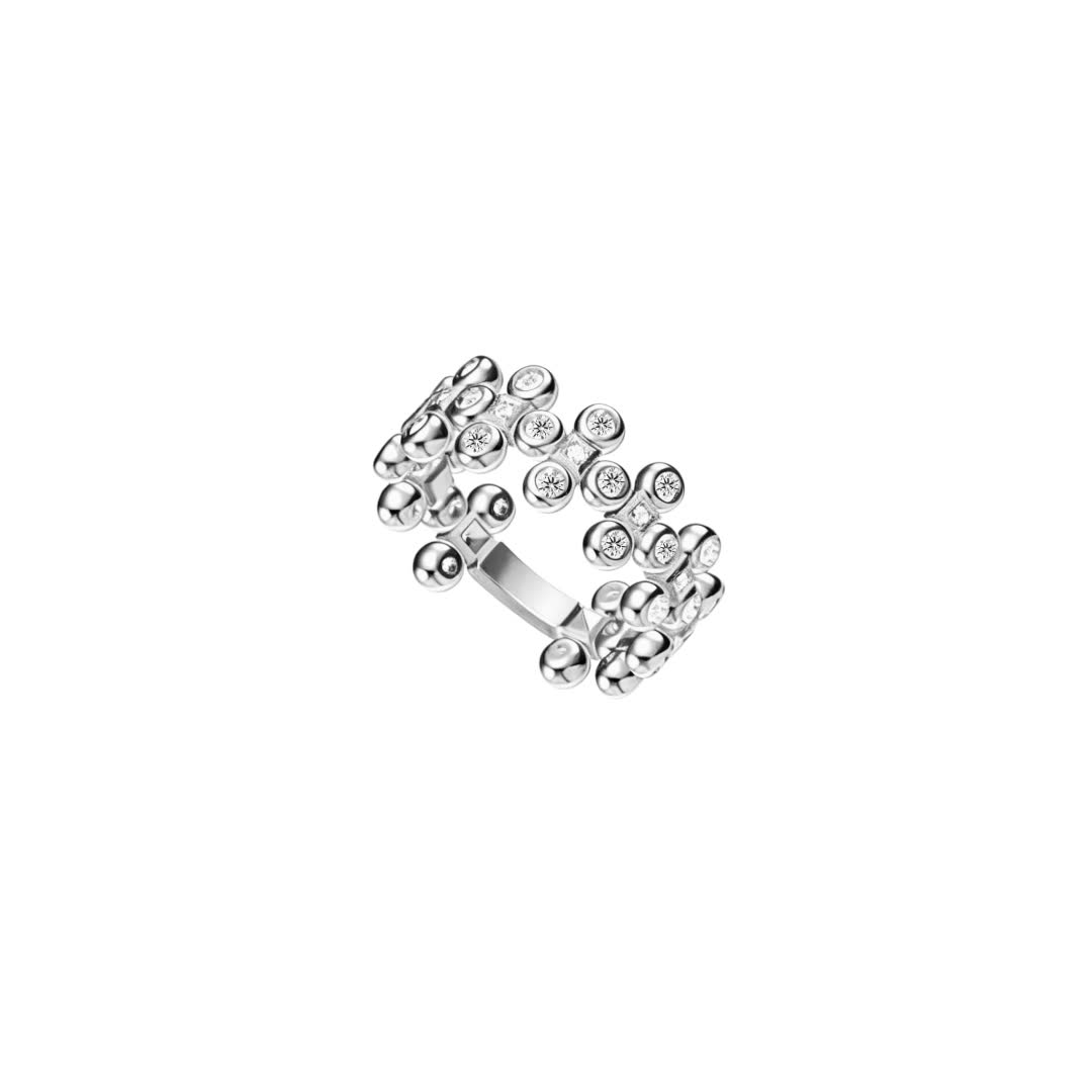 Van Cleef & Arpels Elegant Silver Ring with Cubic Zirconia Stones